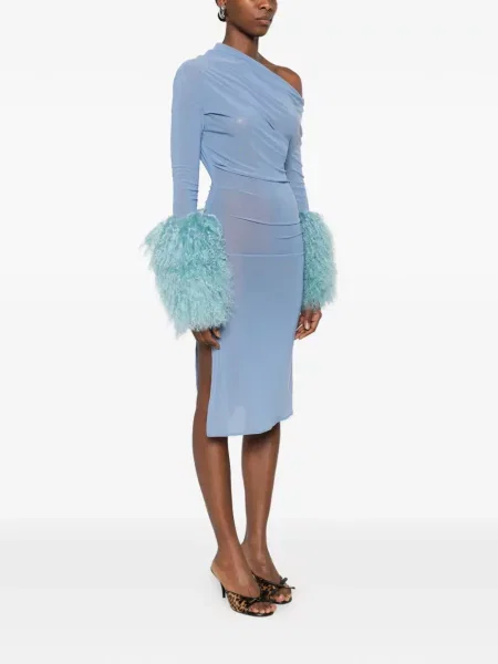 Sukienka Cowboys Of Habit drapowana garniturowa niebieska