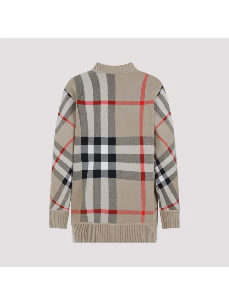 Kardigan Burberry wełniany w kratkę beżowy