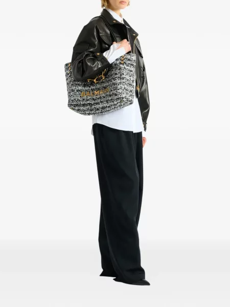 Шопинг чанта Balmain от туид черно