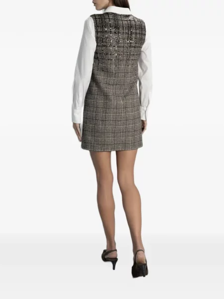 Rochie Brunello Cucinelli cu paiete în carouri maro