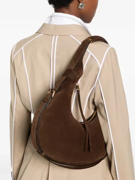 Geantă Moschino din piele de căprioară maro