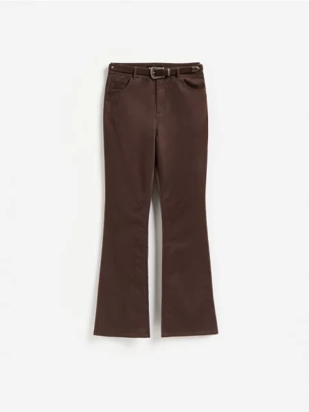 Reserved Pantaloni flare cu curea maro