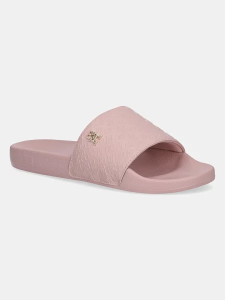 Tommy Hilfiger Pantofle TH MONOGRAM POOLSIDE růžové
