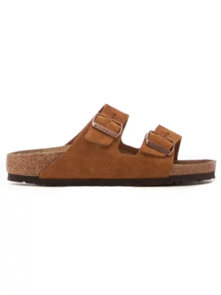 Klapki Birkenstock zamszowe brązowe