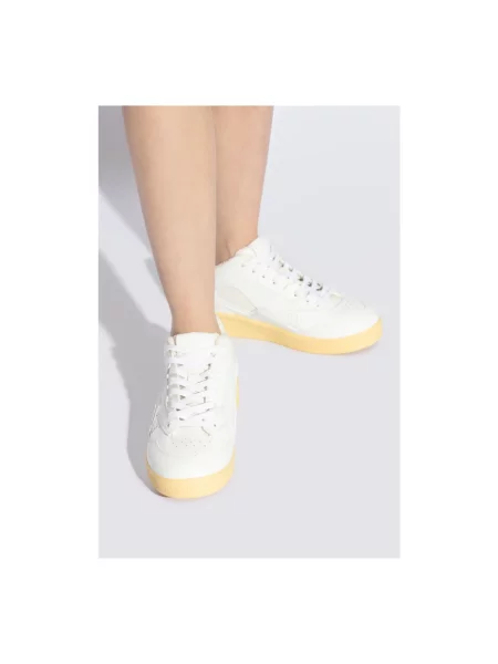 Sneakersy Jil Sander skórzane z logo białe