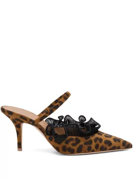 Leopardí mules Malone Souliers s volány hnědé
