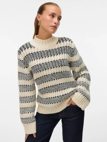 VERO MODA Pulóver VMSKYE krém fekete