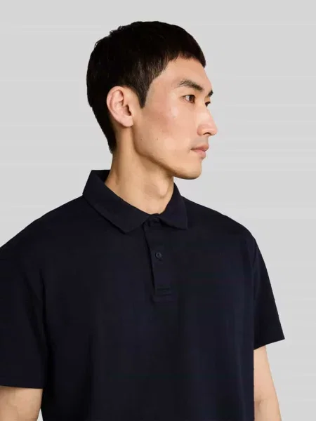 Koszulka polo z czystej bawełny w kroju regular fit Model structured polo' Tom Tailor granatowa