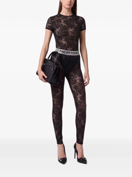 Παντελόνι Philipp Plein με δαντέλα μαύρο