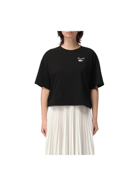 Top Lacoste z nadrukiem czarny