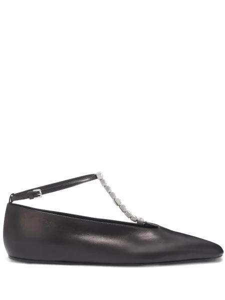 Balerini Jil Sander din piele de cristal negru