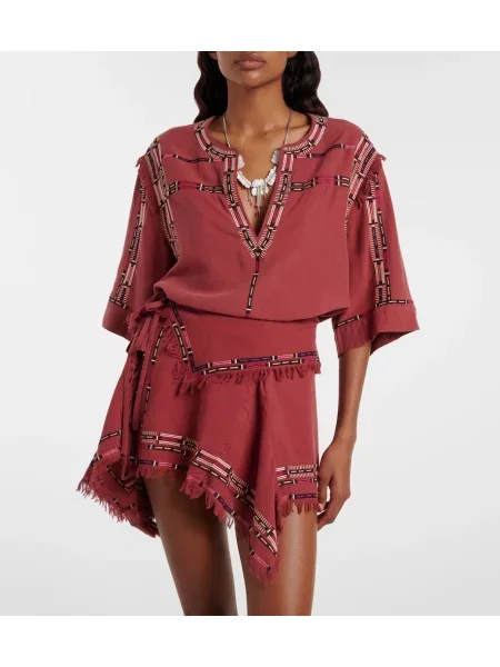 Bluză Isabel Marant de mătase bordo