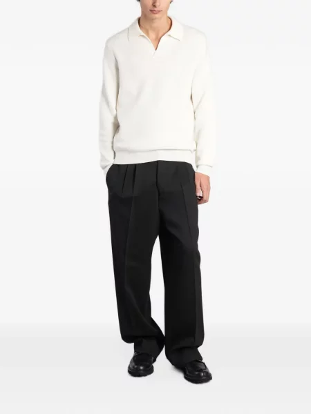Lung tricou polo Tagliatore tricotate alb