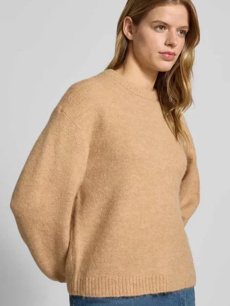Sweter z dzianiny z dodatkiem wełny Gina Tricot beżowy