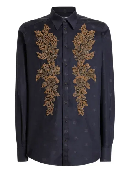 Cămașă Dolce & Gabbana cu model floral albastru