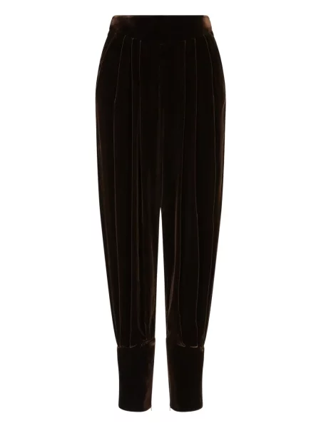Pantaloni Giorgio Armani de catifea plisate maro