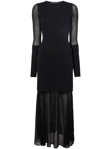 Rochie maxi Proenza Schouler tricotate transparente de costum negru