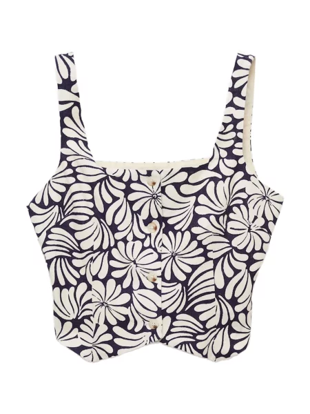 MANGO Top deschis / albastru marin bej