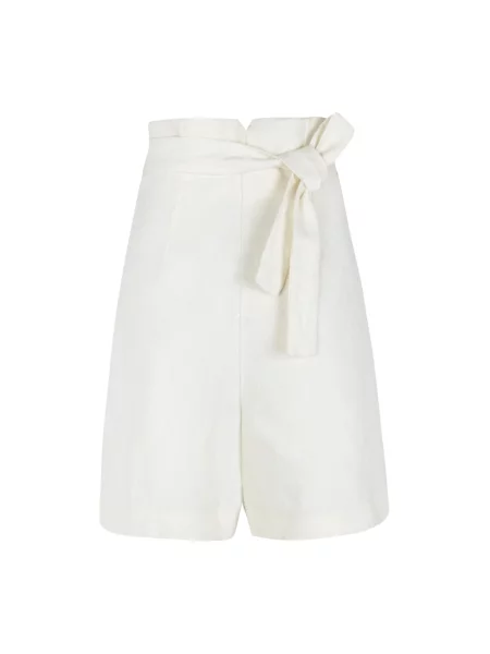 Lniane szorty Cortana z wysoką talią białe