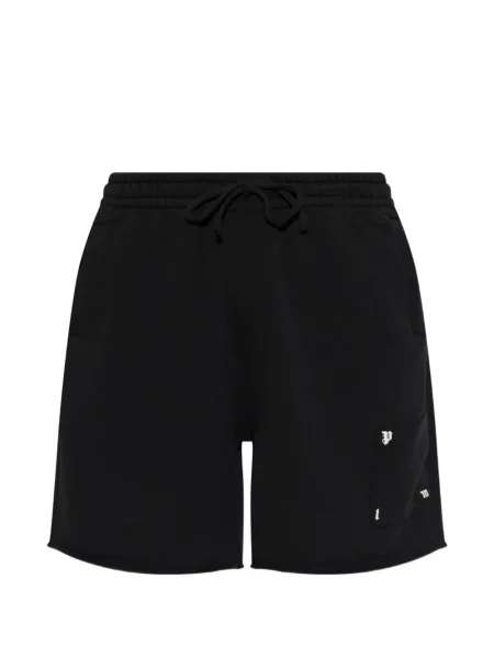 Pantaloni scurți Palm Angels cu autograf cu cordon negru