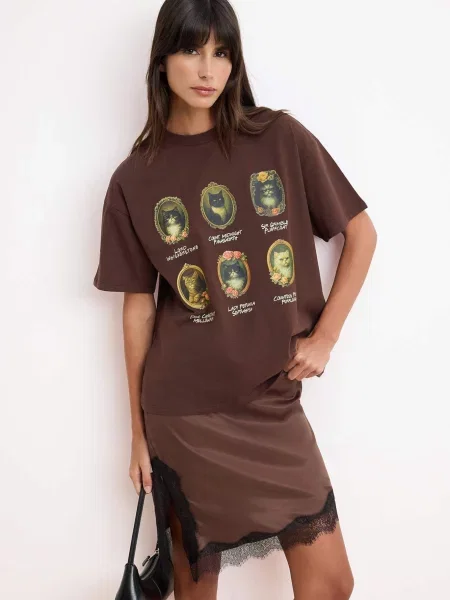 Trendyol Tricou maro / galben lămâie / verde kiwi negru
