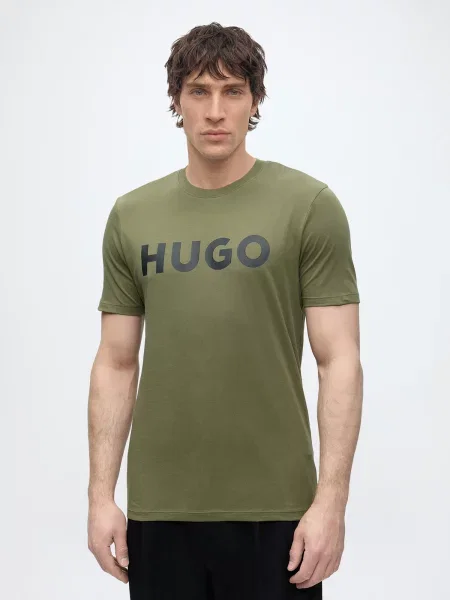 HUGO Tricou Dulivio kaki negru