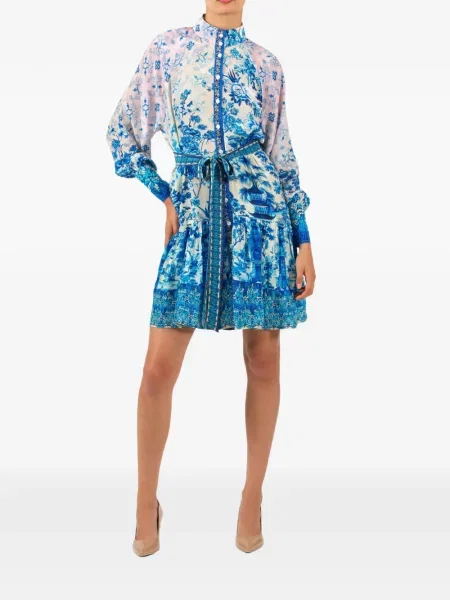 Rochie mini Saraco cu model floral cu imagine alb
