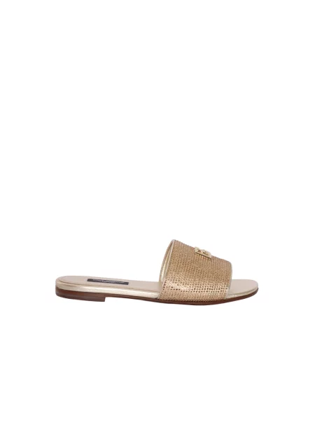 Klapki Dolce And Gabbana skórzane żółte