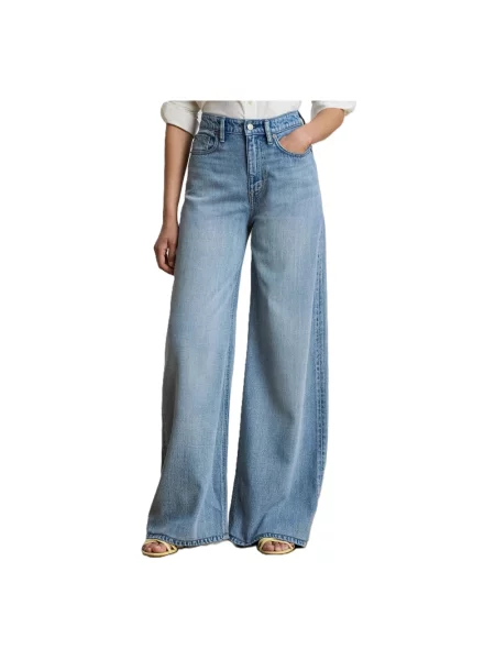Szerokie jeansy Ralph Lauren z wysoką talią niebieskie