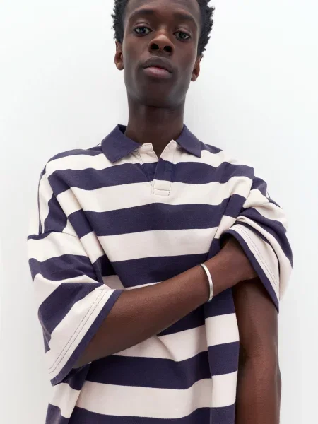 Pull&Bear Tricou bleumarin / roz alb
