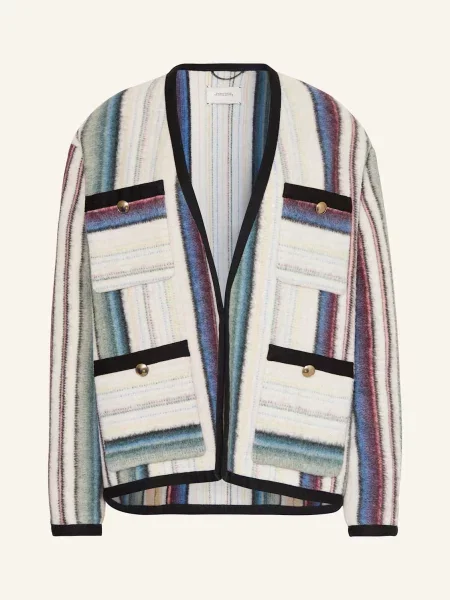 Dorothee Schumacher Bunda Hranatého Střihu Striped Comfort režná/ modrá/ tmavě červená