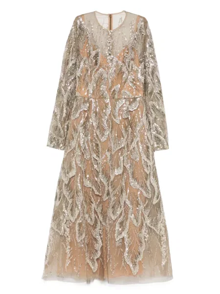 Rochie Elie Saab cu broderie din tul de costum verde