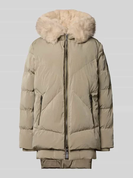 Pikowany płaszcz z obszyciem ze sztucznego futra Model FROST' Blonde No. 8