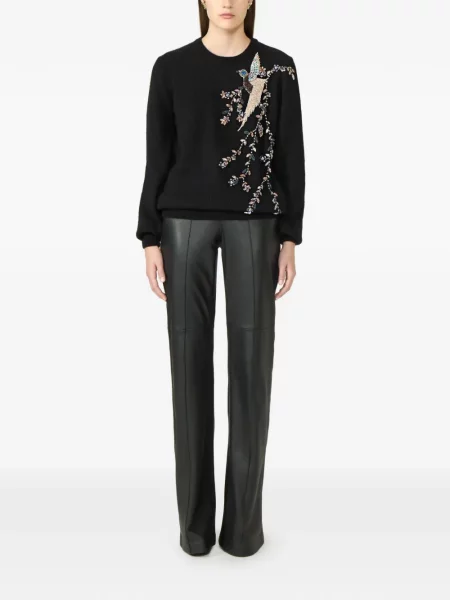 Pantaloni Costarellos din piele negru