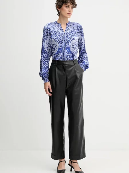 Hale BOB koszula jedwabna relaxed ze stójką granatowy