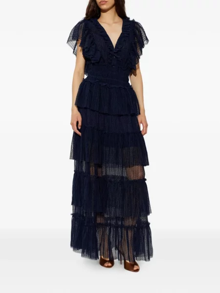 Rochie maxi Munthe cu volane albastru