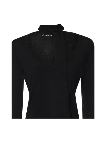 Sweter Pinko z dekoltem w serek czarny