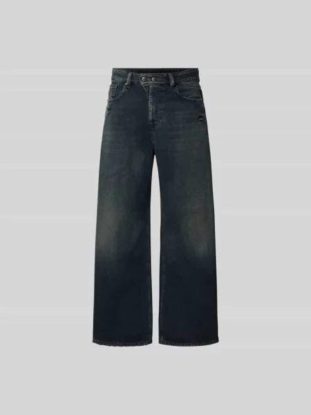 Jeansy o kroju wide fit z naszywką z logo Diesel czarne