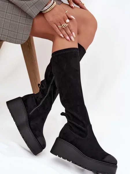 Kozačky Vinceza na platformě černé