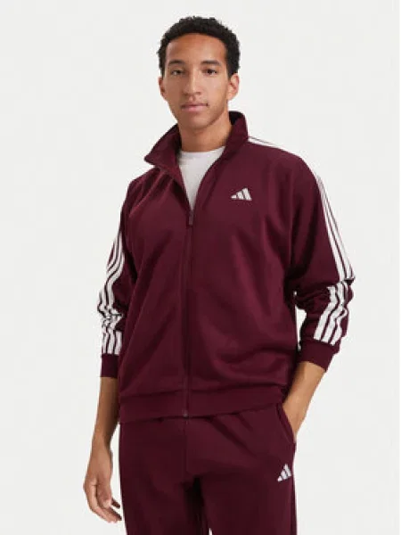 Fleece csíkos melegítő felső Adidas piros