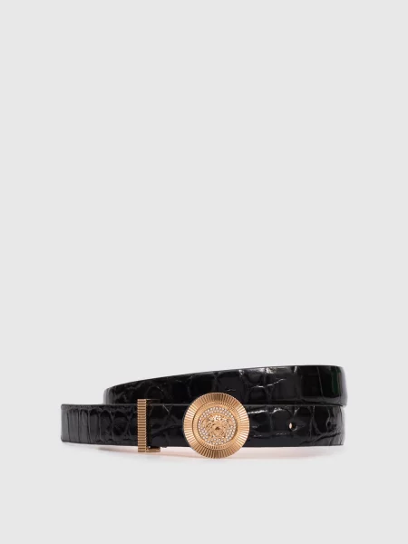 Шкіряний з емблемою Medusa Biggie Versace чорний