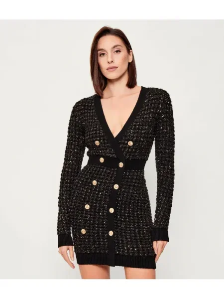 Elisabetta Franchi Rochie cu adaos de lână negru