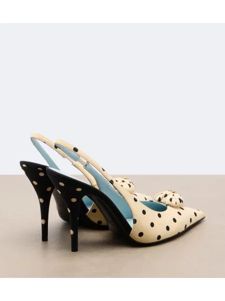 Pantofi cu toc Valentino Garavani cu buline slingback bej