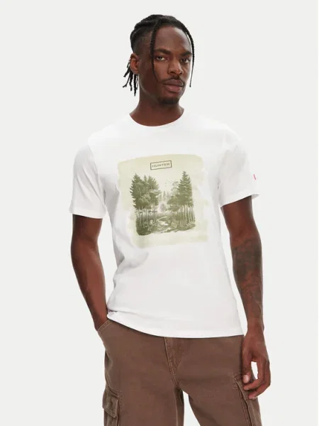 Hunter Tricou Duart Graphic alb