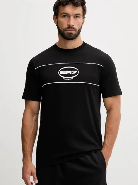 Тениска Emporio Armani с принт черно