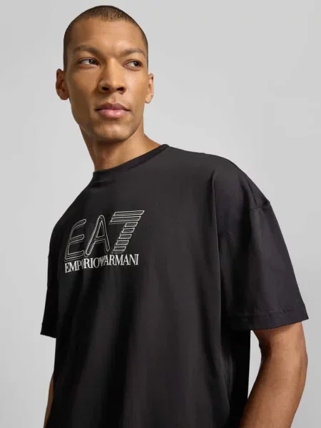 T-shirt z logo i okrągłym dekoltem Ea7 Emporio Armani czarna