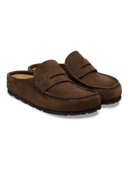 Klapki Birkenstock zamszowe brązowe