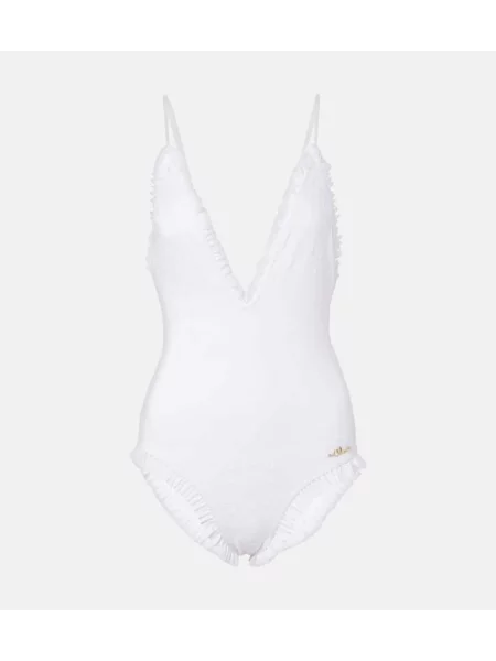 Costum de baie Chloé cu broderie alb