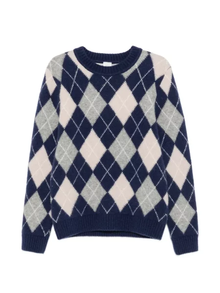 Lung pulover Eleventy cu model argyle albastru