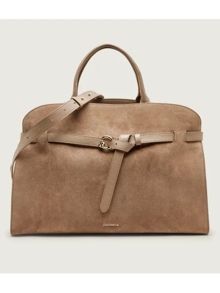 Coccinelle Geantă shopper Coccinelle Sabine | piele întoarsă bej